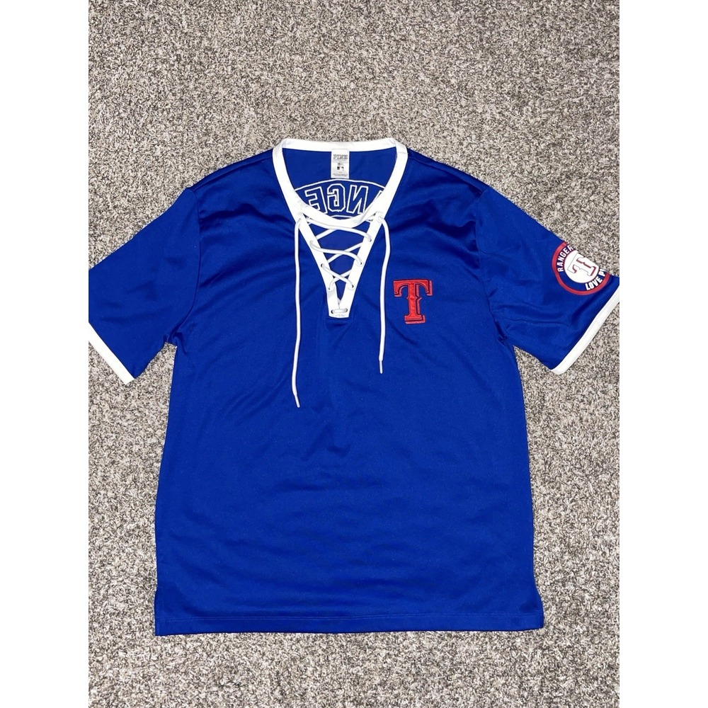 Victorias Secret PINK New Era Collab Texas Rangers JERSEY-TOP Women's Size Large